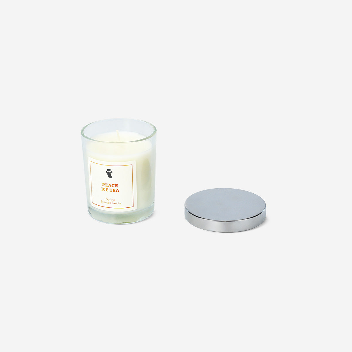 CANDLE SCENT IN GLASS W. LID PEACH ICE TEA