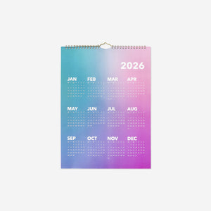 Çok Renkli 2026 Aylık Duvar Takvimi