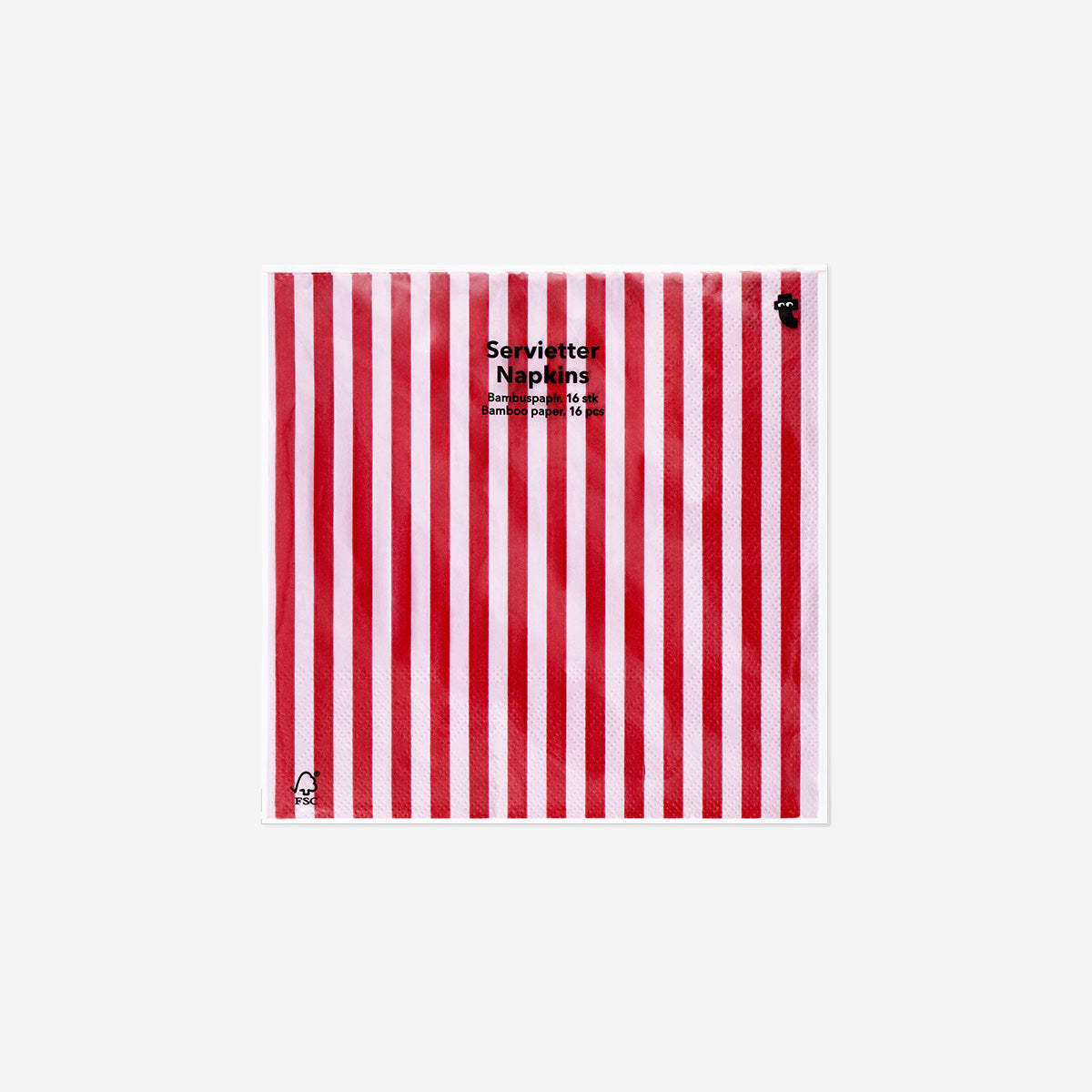 NAPKIN RED STRIPES 16,5X16,5CM 16PCS