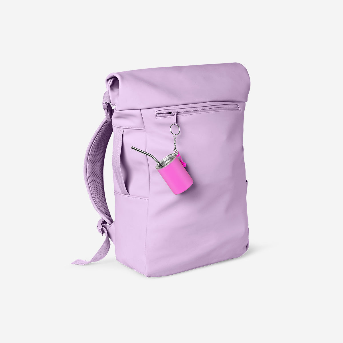 Pembe Metal Pipetli Kapaklı Bardak Anahtarlık