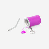 Pembe Metal Pipetli Kapaklı Bardak Anahtarlık
