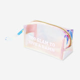 COSMETIC BAG HOLOGRAPHIC RECTANGULAR W STRAP
