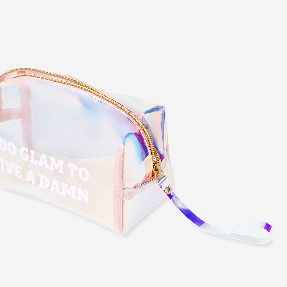 COSMETIC BAG HOLOGRAPHIC RECTANGULAR W STRAP