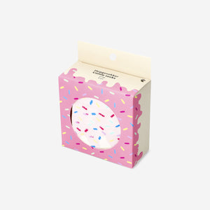Beyaz Donut Desenli Çorap Standart Beden