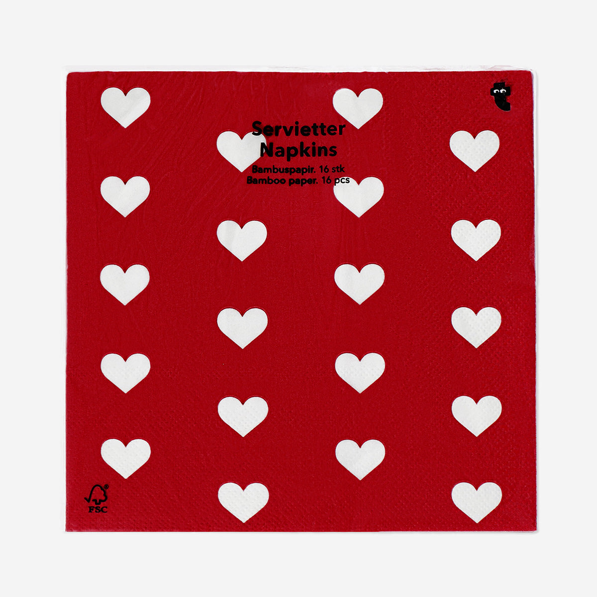 NAPKIN LOVE HEARTS 16,5X16,5CM 16PCS