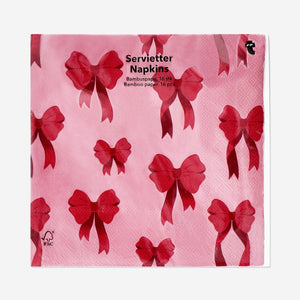 NAPKIN RED BOW PRINT 16,5X16,5CM 16PCS