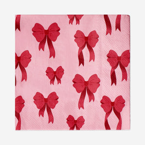 NAPKIN RED BOW PRINT 16,5X16,5CM 16PCS