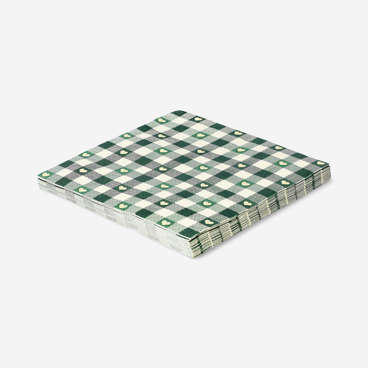 NAPKIN GREEN CHECK HEARTS 16,5X16,5CM 16PCS