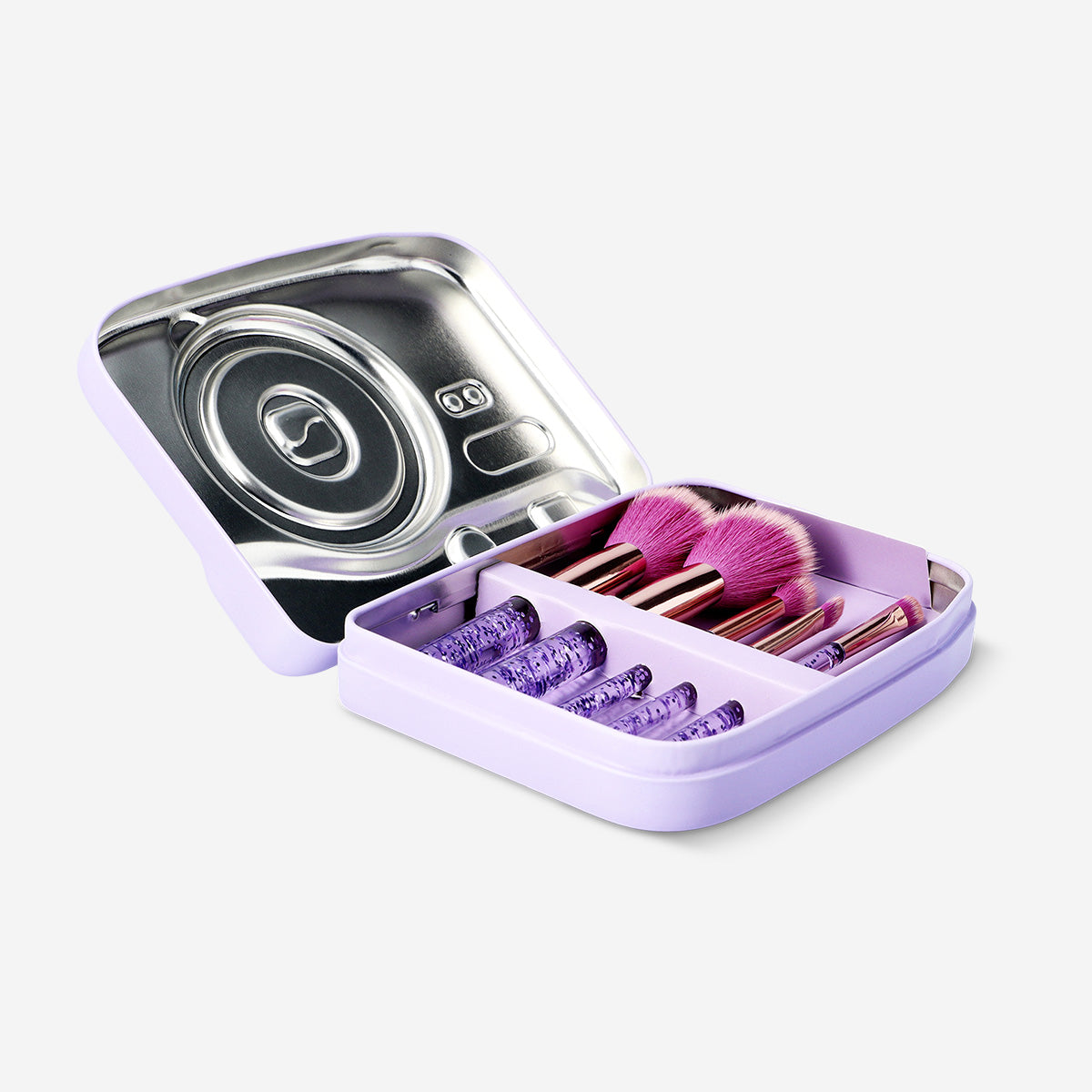 MAKE-UP BRUSH KIT IN SHAPED CAMERA TINBOX 6PCS SET