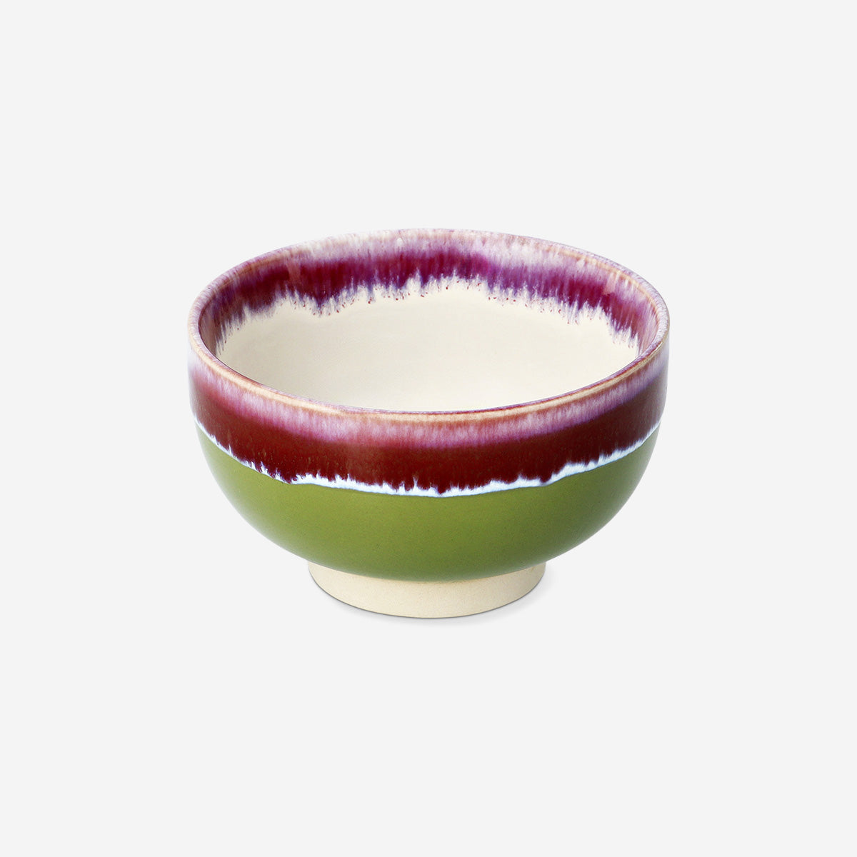 BOWL CERAMIC RUNNING GLAZE LARGE SIZE GREEN AND PURPLE