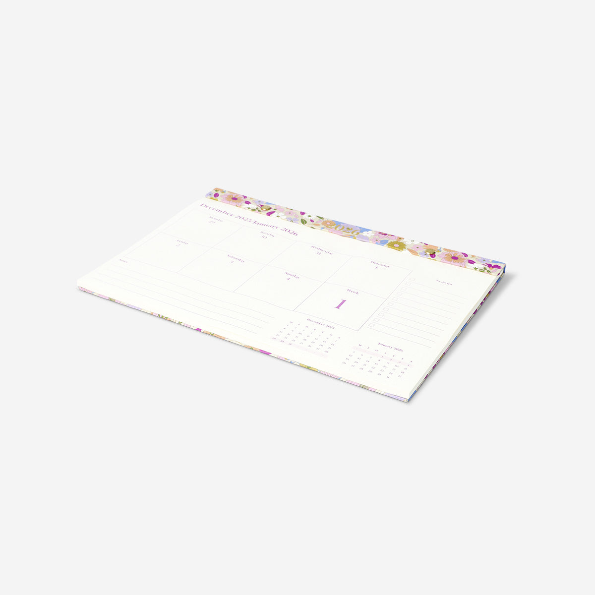 Çiçekli 2026 Masaüstü Planlayıcı Defter