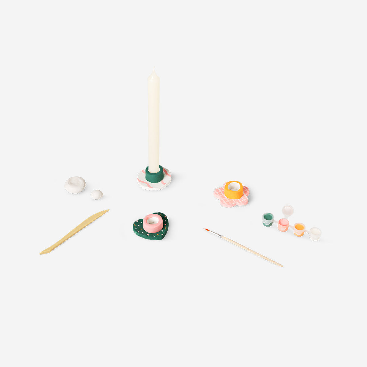 AIR DRY CLAY CANDLE HOLDER SET