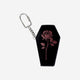 MIRROR FOR POCKET FOLDABLE BLACK PU COFFIN W ROSE + KEYCHAIN