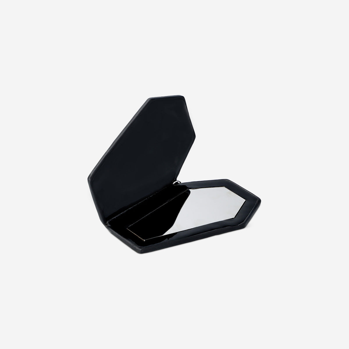 MIRROR FOR POCKET FOLDABLE BLACK PU COFFIN W ROSE + KEYCHAIN