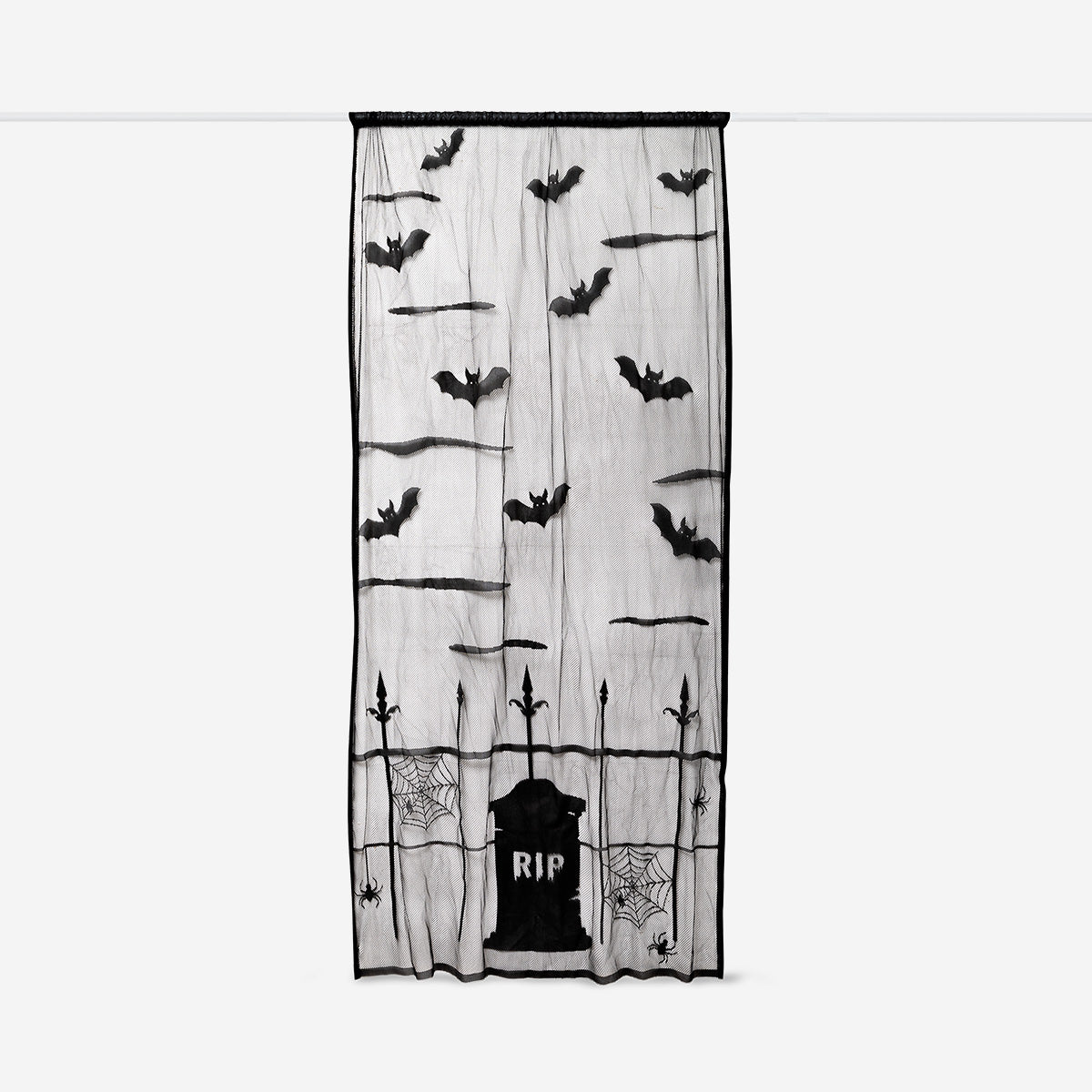 CURTAIN FABRIC WITH BATS AND SPIDERS