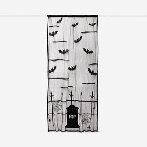 CURTAIN FABRIC WITH BATS AND SPIDERS