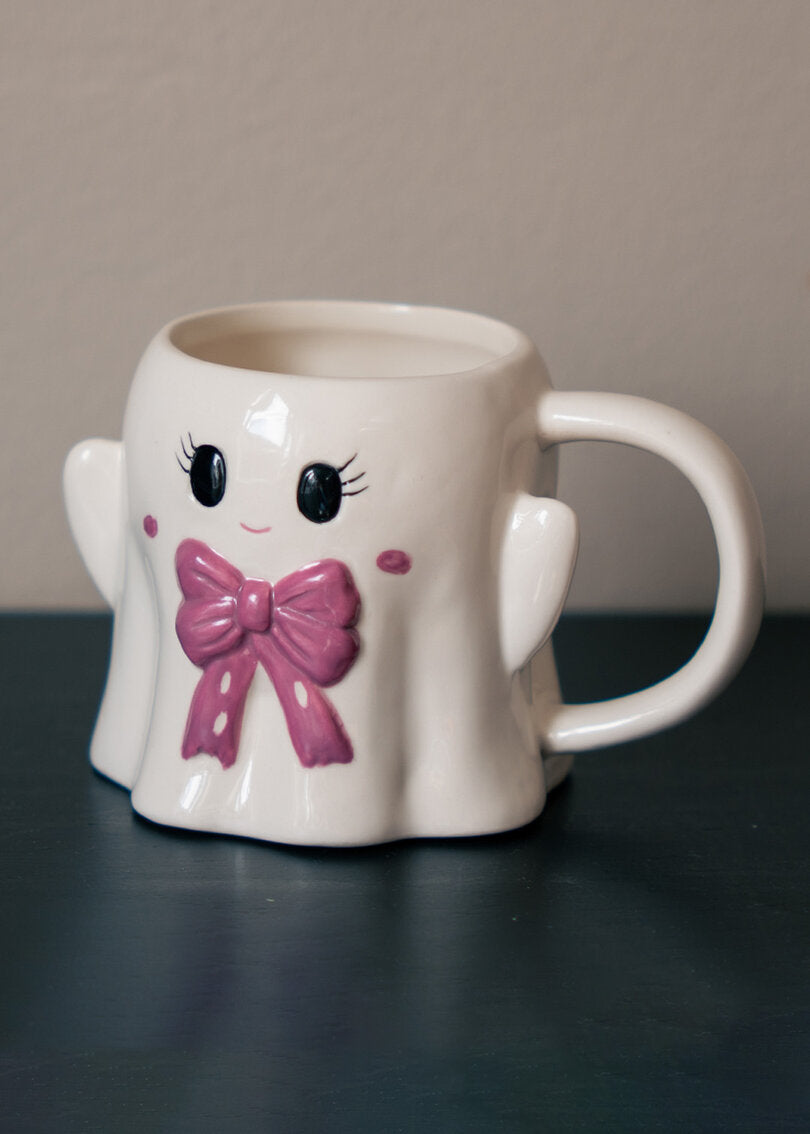 MUG WITH HANDLE GIRL GHOST BOW