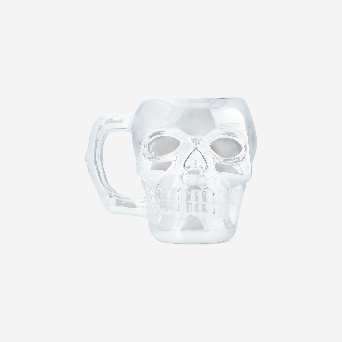 MUG WITH HANDLE SKELETON HEAD SHAPE SILVER