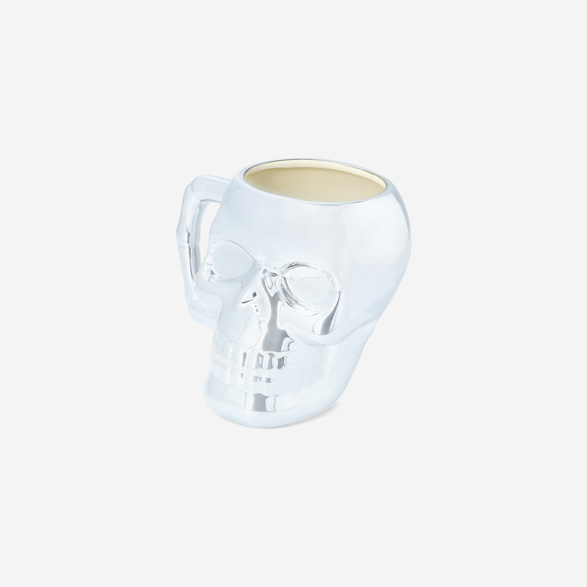 MUG WITH HANDLE SKELETON HEAD SHAPE SILVER