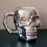 MUG WITH HANDLE SKELETON HEAD SHAPE SILVER