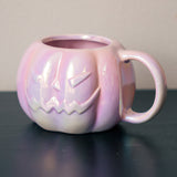 MUG WITH HANDLE IRIDESCENT PUMPKIN 330ML EMBOSSED FACE