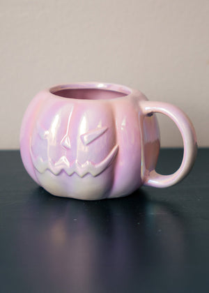 MUG WITH HANDLE IRIDESCENT PUMPKIN 330ML EMBOSSED FACE