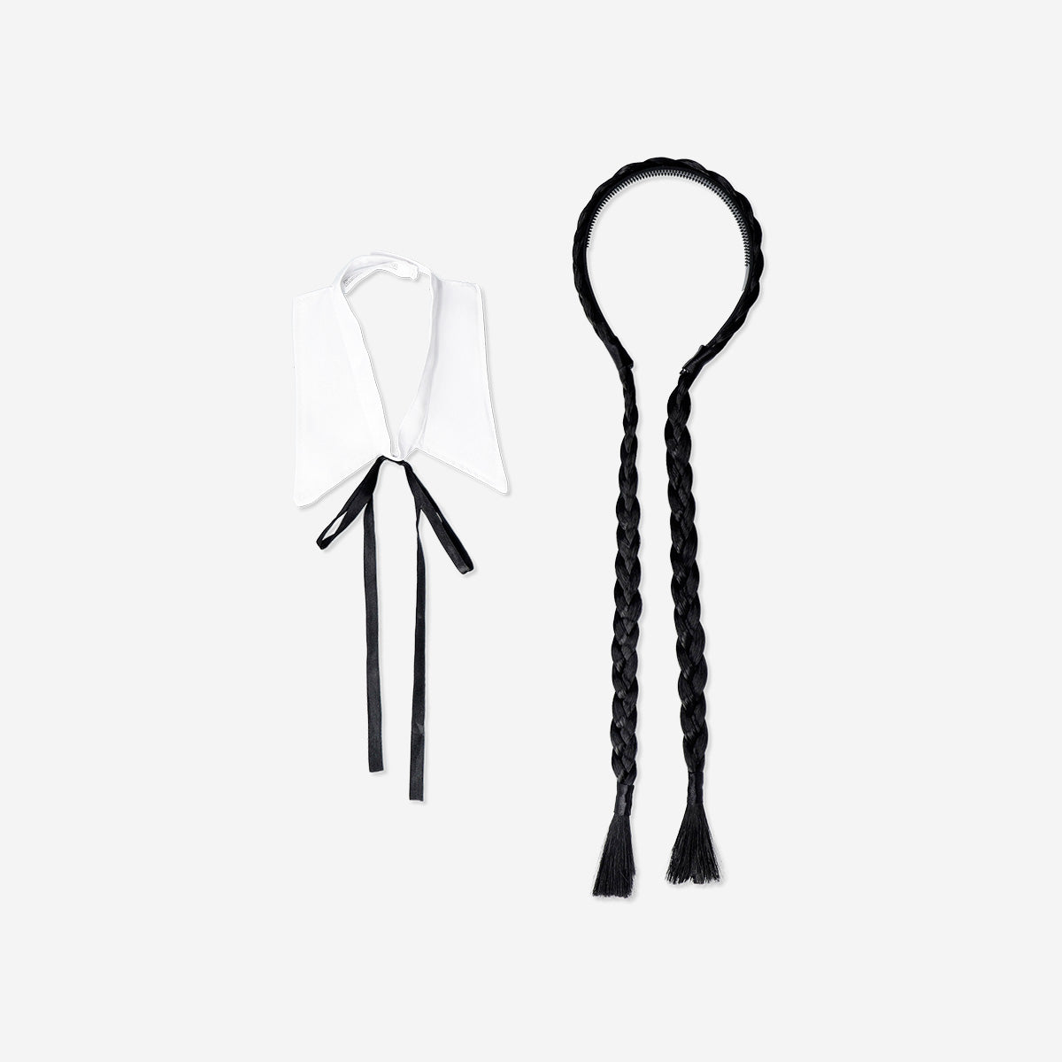 HAIRBAND BLACK BRAIDS AND COLLAR TIE ADULT
