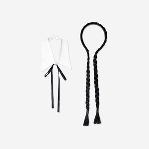 HAIRBAND BLACK BRAIDS AND COLLAR TIE ADULT