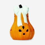 LED LIGHT CERAMIC PUMPKIN W. RIBBON