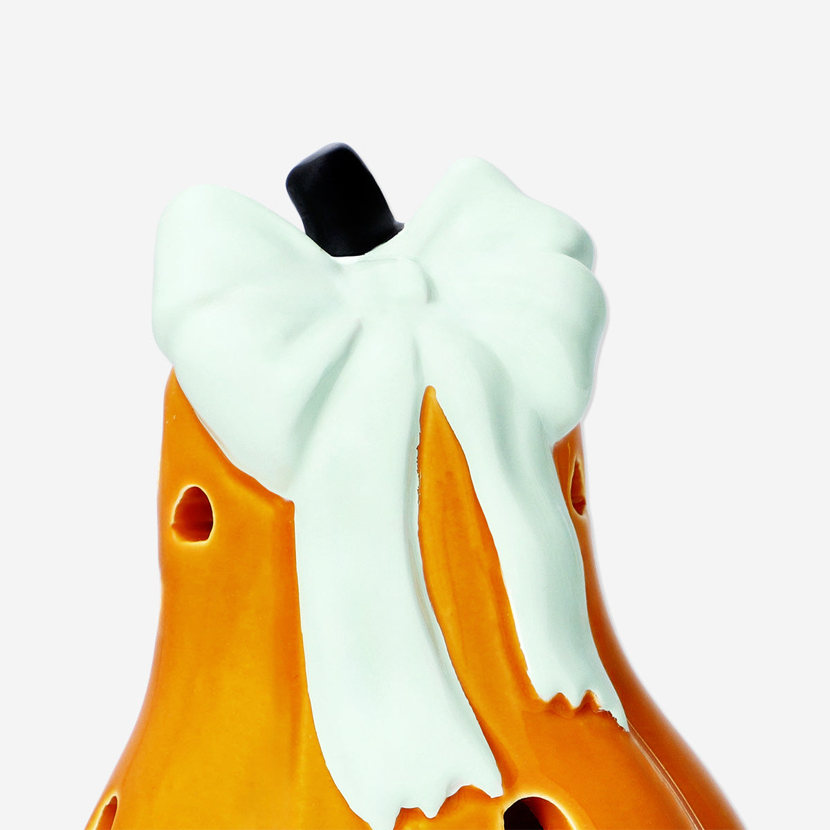 LED LIGHT CERAMIC PUMPKIN W. RIBBON