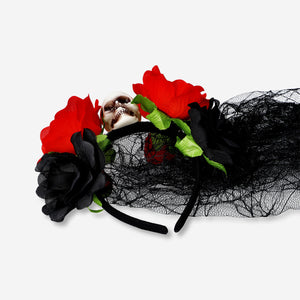 HAIRBAND SKULL WITH VEIL ADULT