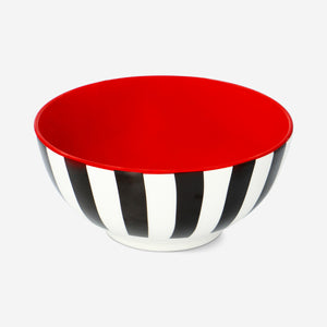 BOWL WITH STRIPES AND COLOR INSIDE RED