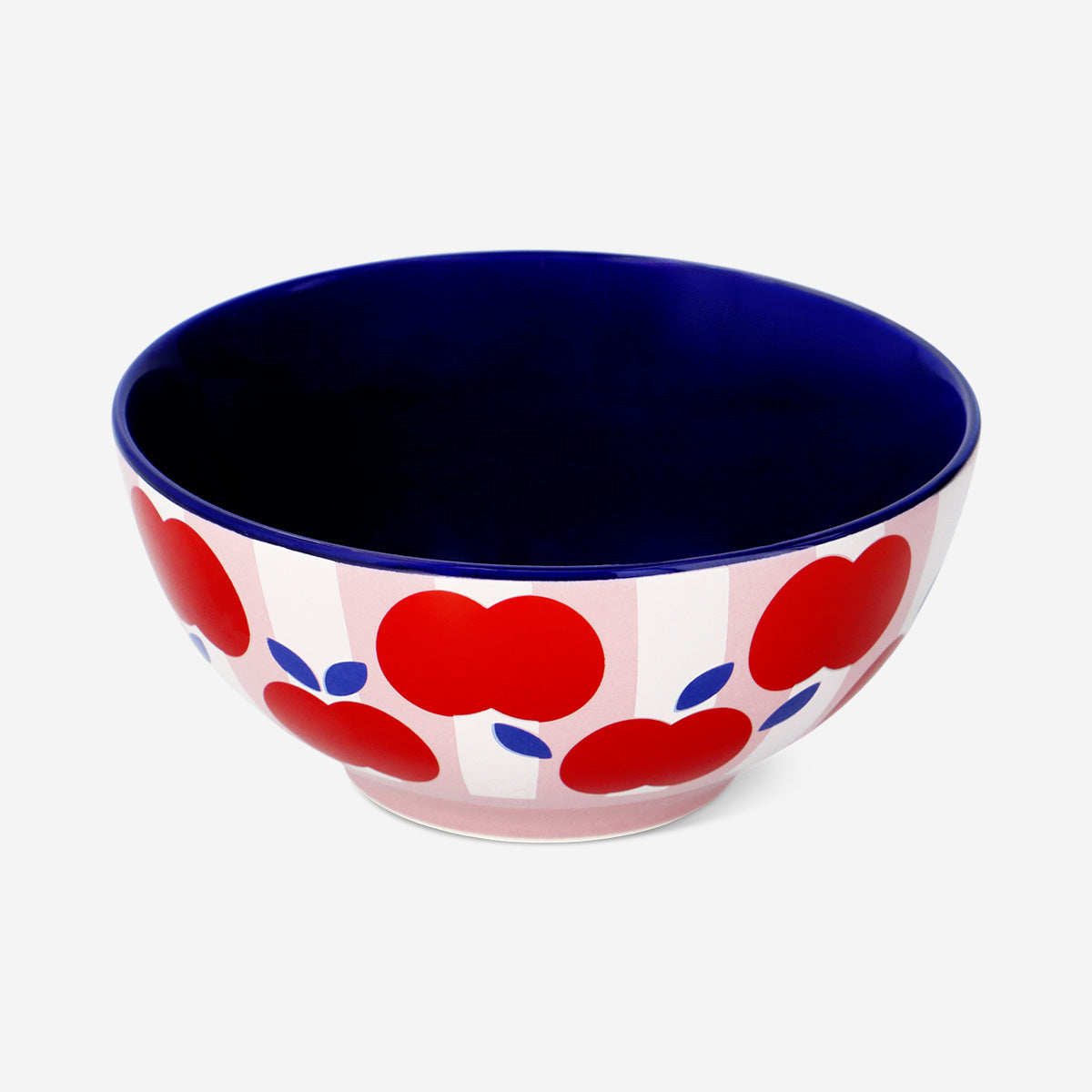 BOWL WITH STRIPES AND APPLE DESIGN COLOR INSIDE