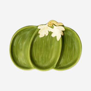 BOWL WITH 3 COMPARTMENTS PUMPKIN SHAPE AND LEAF DESIGN