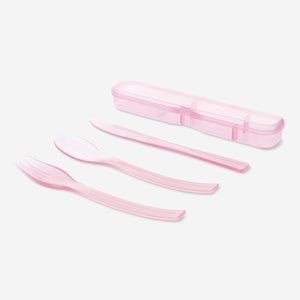 Plastik Pembe Çatal Kaşık Bıçak Seti