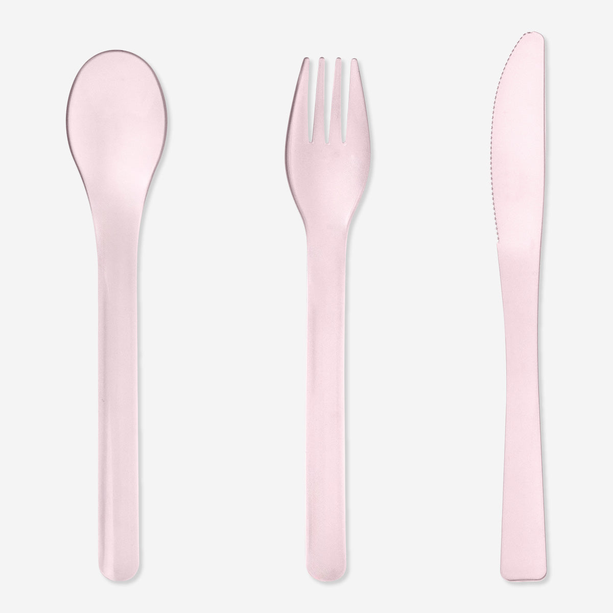 Plastik Pembe Çatal Kaşık Bıçak Seti