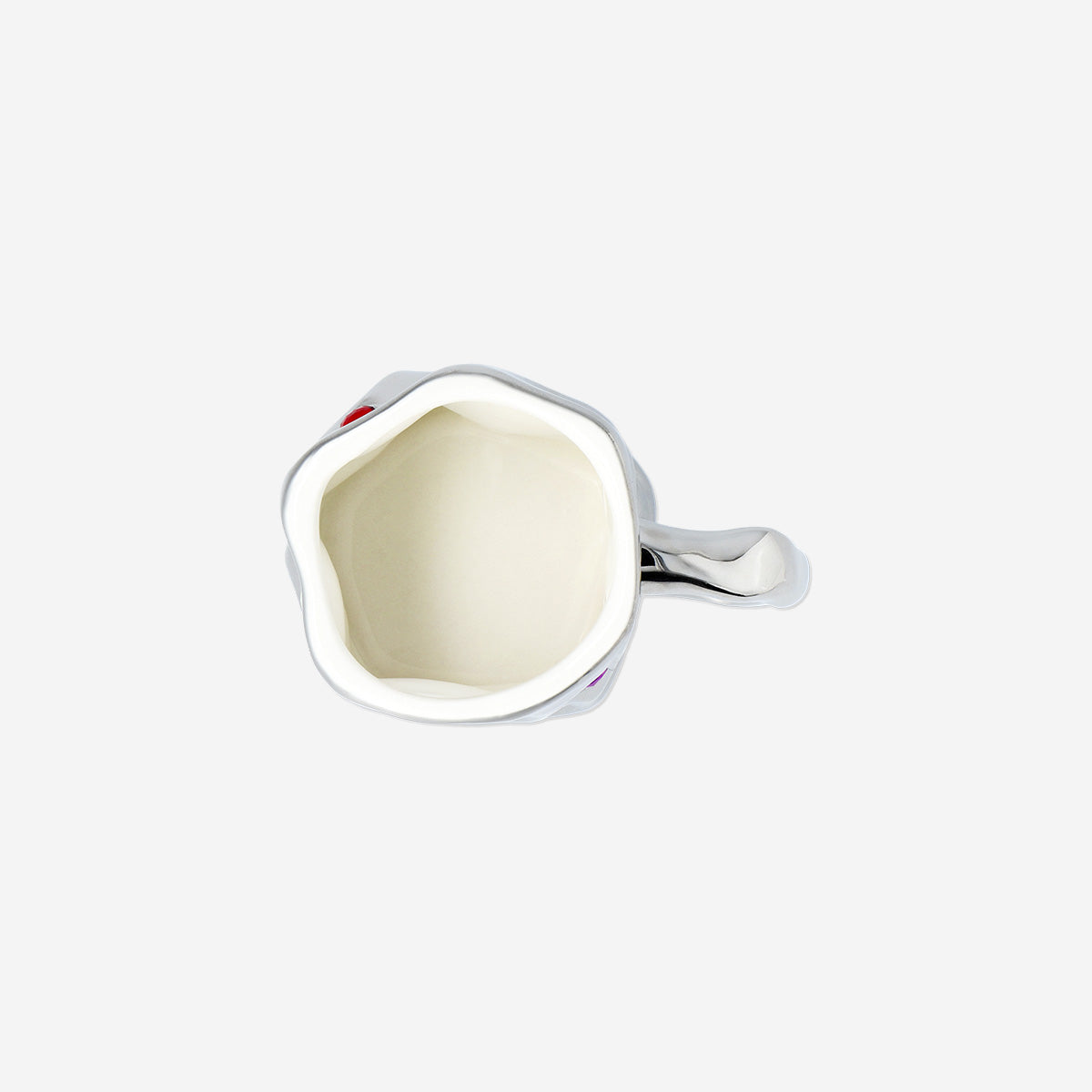 MUG WITH HANDLE SILVER LOOK WITH COLORED STONES