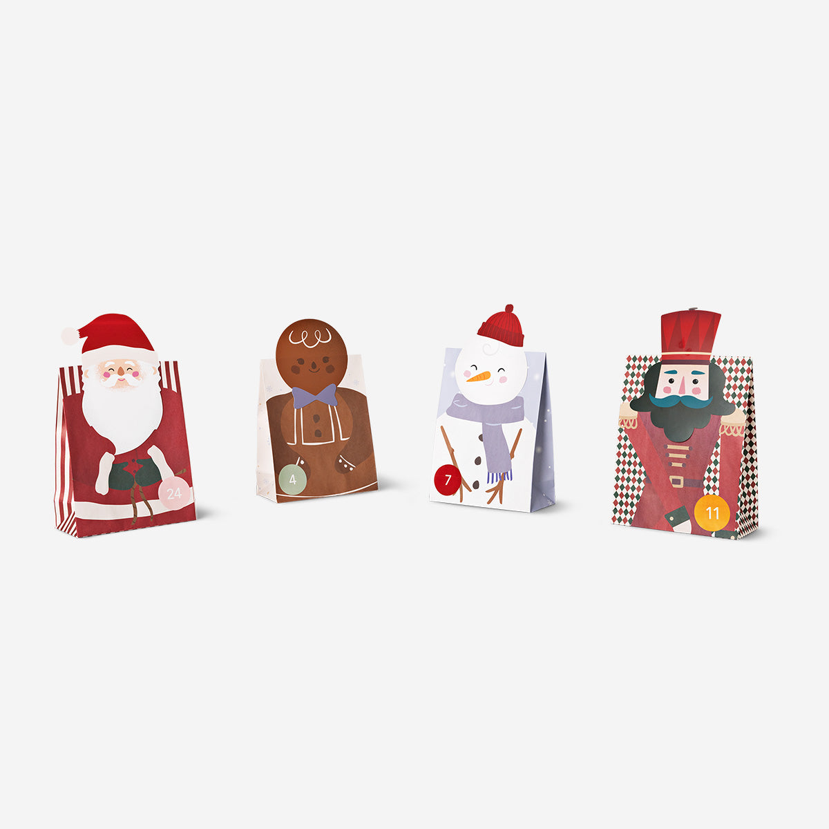 Yılbaşı Figürlü Numaralı 24'lü Advent Hediye Çantaları