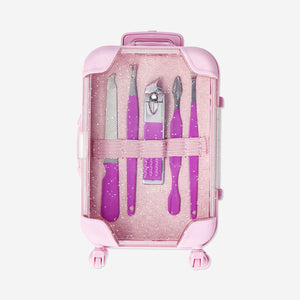 MANICURE KIT TRANSPARENT IN MINI SUITCASE