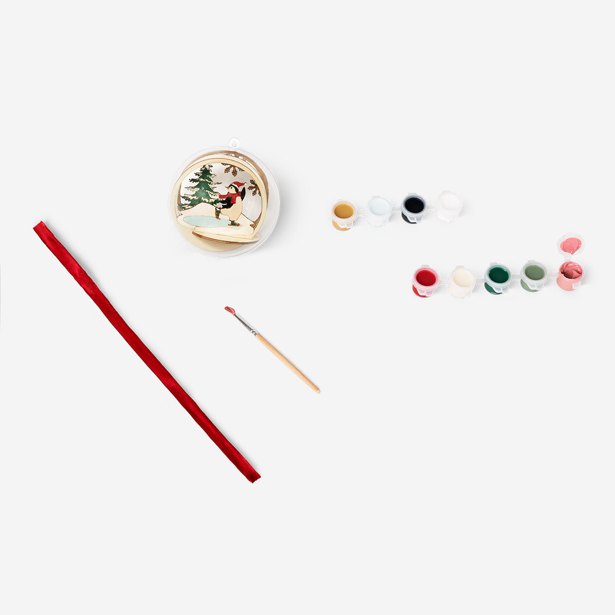 DIY CHIRSTMAS BAUBLE W WOODEN ORNAMENT PENGUIN