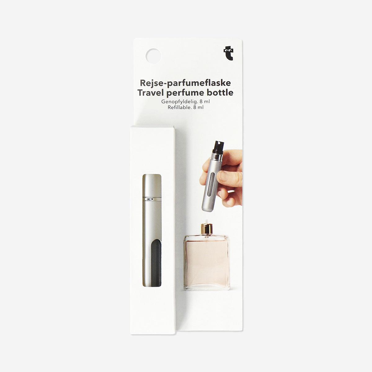PERFUME SPRAYBOTTLE REFILLABLE POCKET SIZE 8ML SILVER