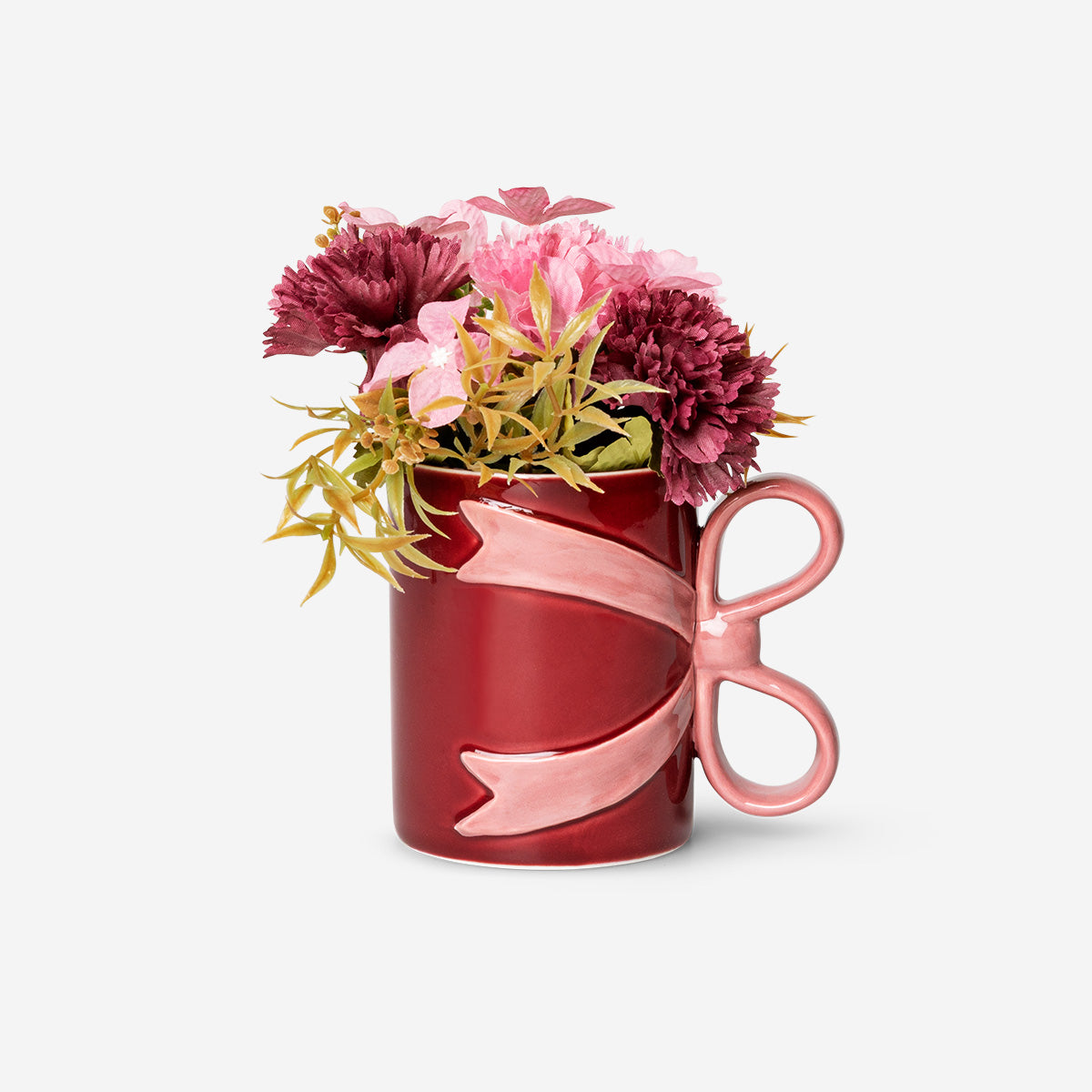 Yapay Çiçekli Kurdele Şekilli Kupa 400 ml