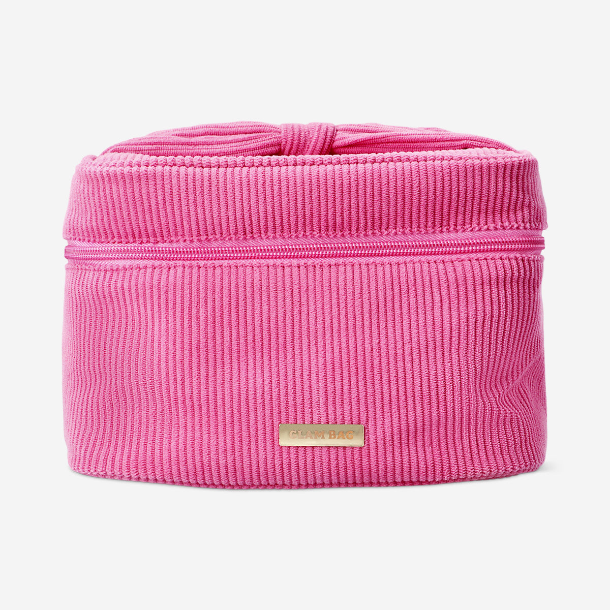 COSMETIC BAG LARGE W VELVET AND KNOT HANDLE