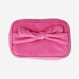 COSMETIC BAG LARGE W VELVET AND KNOT HANDLE