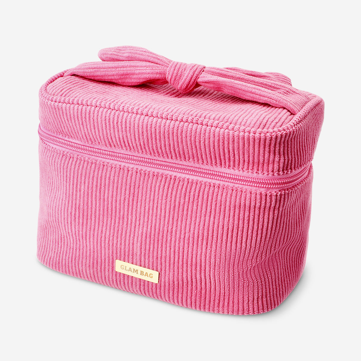 COSMETIC BAG LARGE W VELVET AND KNOT HANDLE
