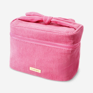 COSMETIC BAG LARGE W VELVET AND KNOT HANDLE