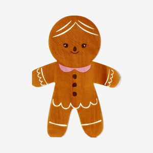 NAPKINS SHAPED GINGERBREAD MAN 16 PCS