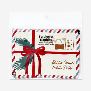 NAPKIN SHAPED AS LETTER NORTH POLE 16PCS