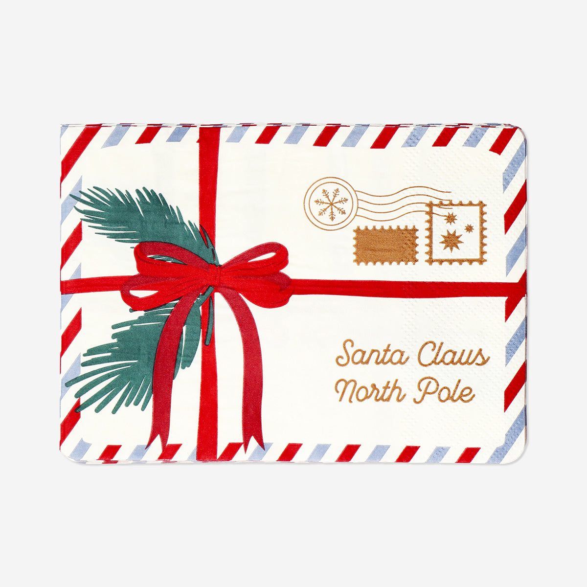 NAPKIN SHAPED AS LETTER NORTH POLE 16PCS