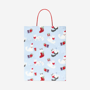 Yılbaşı Temalı Kedi Desenli Hediye Çantası